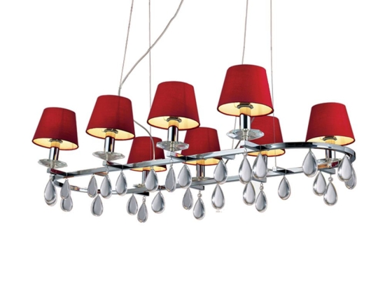 Φωτιστικό Οροφής W19268BR 8xE14 40W 122x64cm Red-Silver Aca