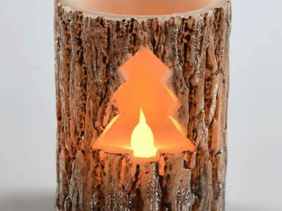 Χριστουγεννιάτικο Διακοσμητικό Tree Wax Με Φως Led X0711118 Φ7,5x10cm Brown-White Aca