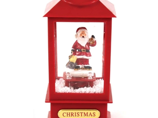 Φανάρι Χριστουγεννιάτικο Snowy Music Santa Με Φως Led X0721106B Με Μπαταρία 10x10x20cm Multi Aca