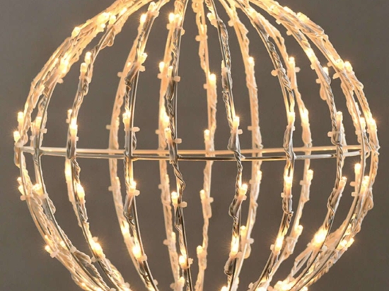 Χριστουγεννιάτικη Μπάλα 3D Ball Με Φως Led X081001413 20x20x21cm Silver-White Aca