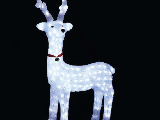 Χριστουγεννιάτικη Διακοσμητική Φιγούρα Standing Reindeer With Ribbon Με Φως Led X08200224 52x36x100cm White-Red Aca