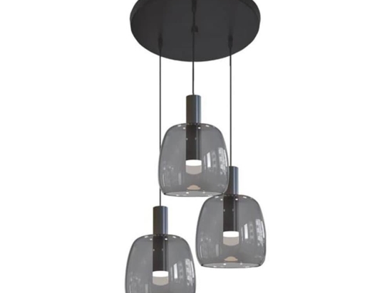 Φωτιστικό Οροφής Led 1971 3x5W 3000K 90Lm Grey-Black Αλουμίνιο,Γυαλί