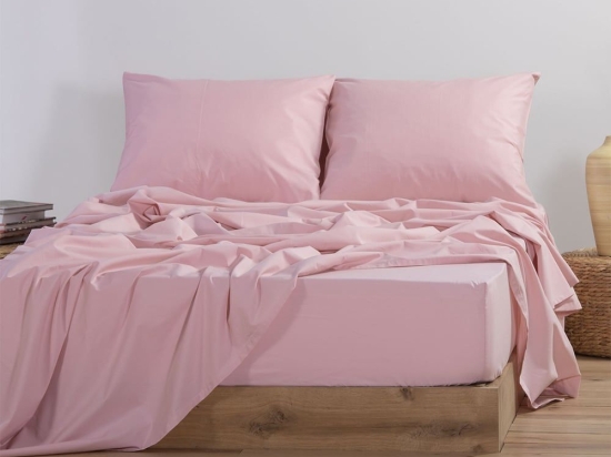 Σεντόνι Με Λάστιχο Basic Pink Nef-Nef Μονό 100x200cm Με Λάστιχο 100% Βαμβάκι