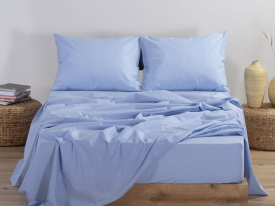 Σεντόνι Basic Sky Nef-Nef Μονό 170x270cm Χωρίς Λάστιχο 100% Βαμβάκι