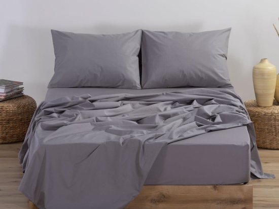 Σεντόνι Basic Light Grey Nef-Nef Μονό 170x270cm Χωρίς Λάστιχο 100% Βαμβάκι