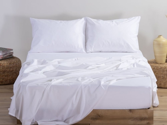 Σεντόνι Basic White Nef-Nef Υπέρδιπλo 240x270cm Χωρίς Λάστιχο 100% Βαμβάκι