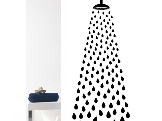Κουρτίνα Μπάνιου  Shower 02468.001 1.80x2.00 Υφασμάτινη White-Black 180Πx200Υ Πολυέστερ