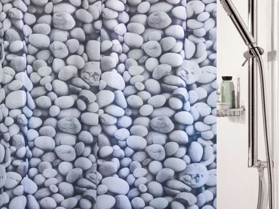 Κουρτίνα Μπάνιου Stones 02424.001 180x200 Υφασμάτινη Grey 180Πx200Υ Πολυέστερ