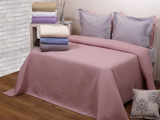 Κουβέρτα Πικέ Blush Pink Michelle Anna Riska King Size 240x260cm 100% Βαμβάκι