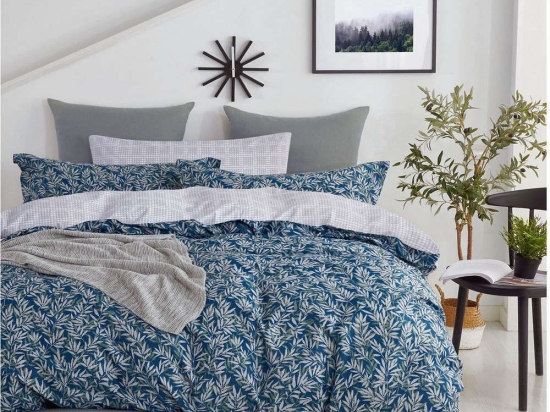 Παπλωματοθήκη Σετ 3Τμχ 1329 Blue-Grey Homeline Υπέρδιπλo 225x245cm 100% Βαμβακοσατέν