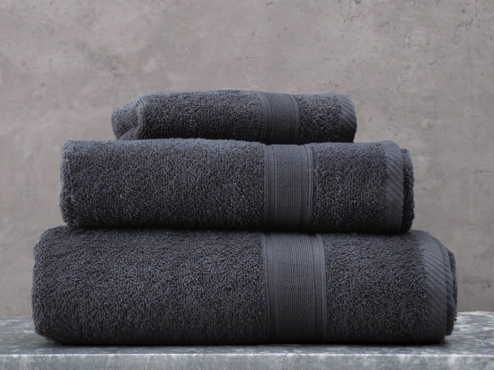 Πετσέτα Illusion Σετ 3τμχ Dark Grey Ρυθμός Σετ Πετσέτες 70x140cm 100% Βαμβάκι