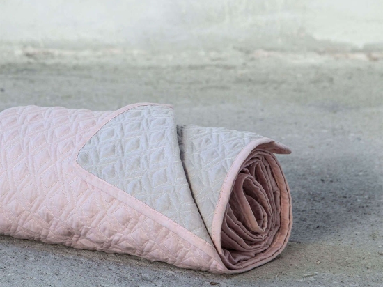 Κουβερλί Rombo - Shell Salmon-Linen Nima Υπέρδιπλο 220x240cm 100% Βαμβάκι