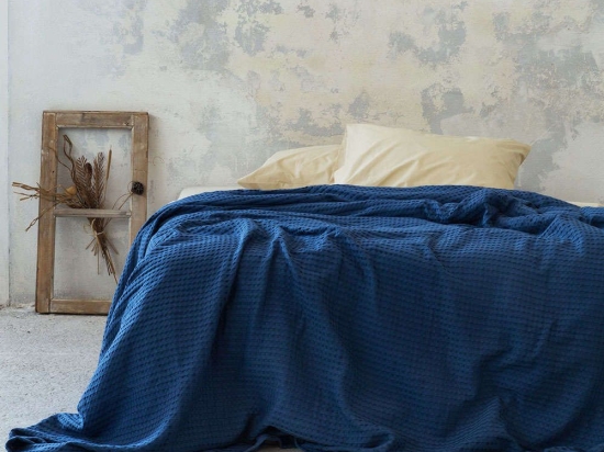Κουβέρτα Habit - Navy Blue Μονή Nima Μονό 160x240cm 100% Βαμβάκι