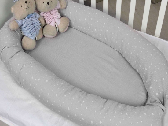 Φωλιά Βρεφική Διπλής Όψης Σχ. 370 Muslin Grey Baby Oliver 55x95cm