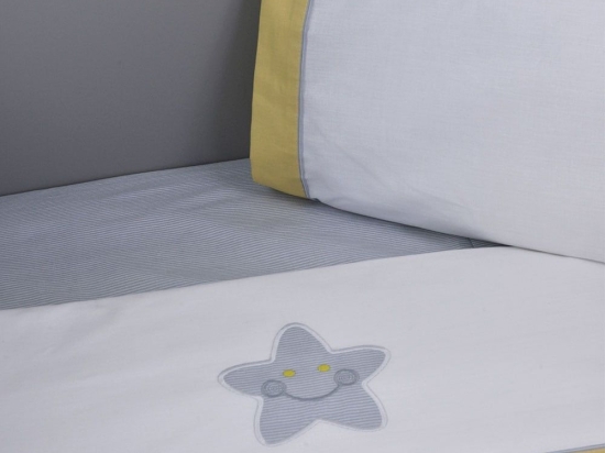 Σεντόνια Σετ 3Τμχ Des. 353-Bright Smile White-Yellow Baby Oliver Λίκνου 75x100cm 100% Βαμβάκι