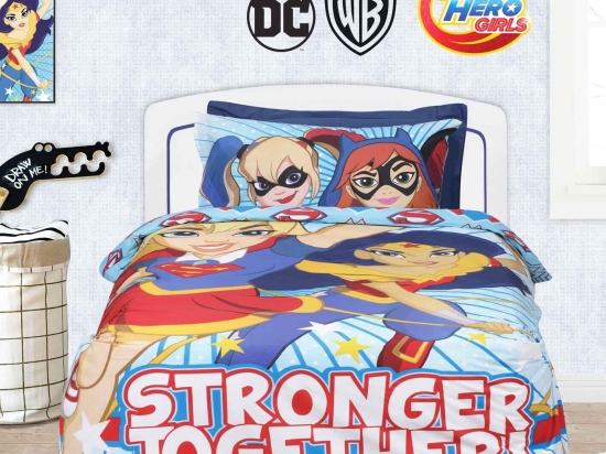 Σεντόνια Παιδικά Σετ 3τμχ 5005 Super Hero Girls Blue-Red Das Baby Μονό 160x260cm 100% Βαμβάκι
