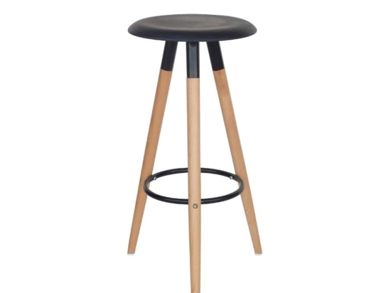 Σκαμπό Μπαρ Loft Black 10-0101 Φ37X77cm Ξύλο,Πολυπροπυλένιο