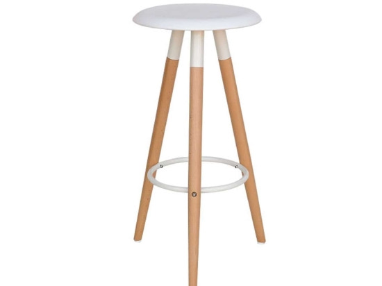 Σκαμπό Μπαρ Loft White 10-0100  Φ37X77cm Ξύλο,Πολυπροπυλένιο