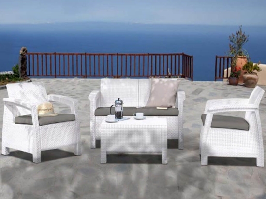 Σετ Σαλόνι Corfu White 4 Τμχ. 53-0215 4 Θέσεων