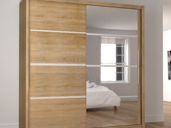 Ντουλάπα Ilona 180x61x215 cm TO-ILO180S Δίφυλλη Μελαμίνη,Καθρέπτης