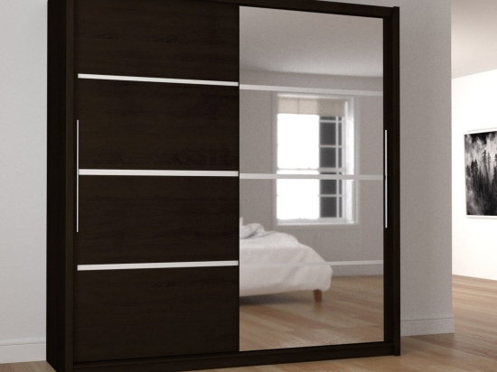 Ντουλάπα Ilona 180x61x215 cm TO-ILO180W Δίφυλλη Μελαμίνη,Καθρέπτης