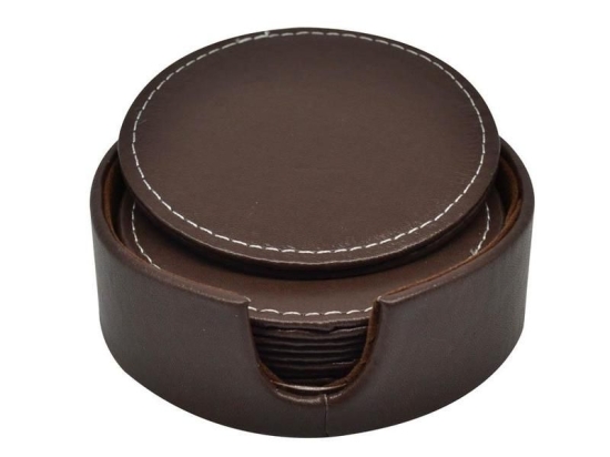 Σουβέρ Με Βάση Σετ 6Τμχ 802807 10cm Brown Ankor Τεχνόδερμα