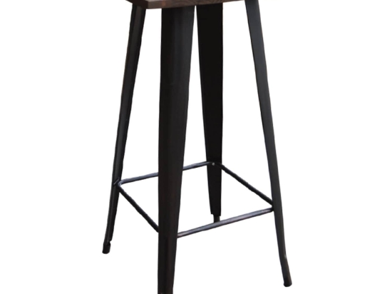 Τραπέζι Bar Relix Wood Antique Black  Ε5197,10 60Χ60Χ101 cm Μέταλλο,Ξύλο