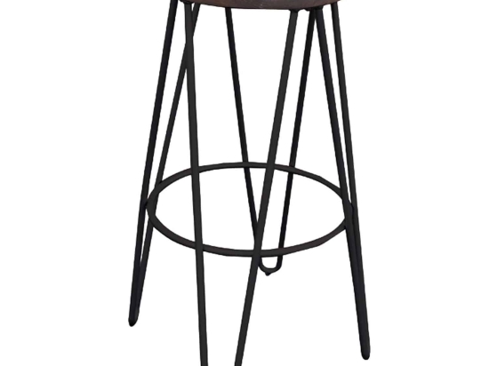 Σκαμπό Μπάρ Arco Wood Dark Black Ε5207,1 Φ33Χ76 cm Μέταλλο,Ξύλο