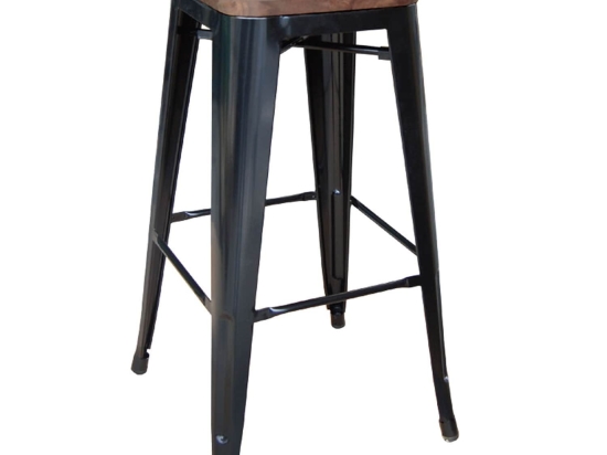 Σκαμπό Μπάρ Relix Wood Black Ε5190W,1 43X43Χ76 cm Μέταλλο,Ξύλο