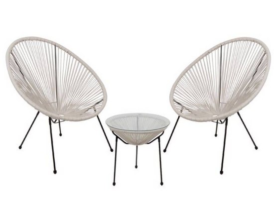 Τραπεζαρία Σετ 2 Θέσεων Acapulco Ε245,1S White-Black 2 Θέσεων