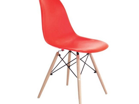 Καρέκλα Art Wood ΕΜ123,6W 46x52x82cm Red Σετ 4τμχ Ξύλο,Πολυπροπυλένιο