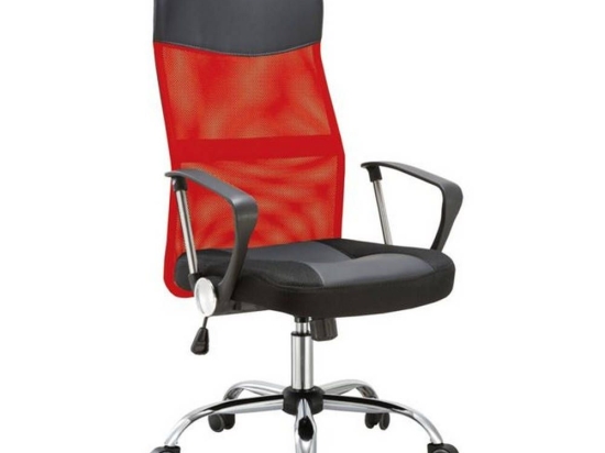 Πολυθρόνα Διευθυντή BF2400-Pvc ΕΟ502,3P 61x68x108/118cm Chrome Red-Black Pvc&Mesh