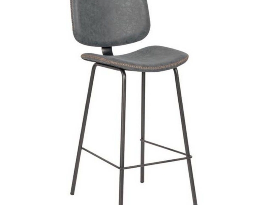 Σκαμπό Bar Barley ΕΜ774,1 43x49x70/102cm Black-Pu Vintage Grey Σετ 2τμχ Μέταλλο,Τεχνόδερμα