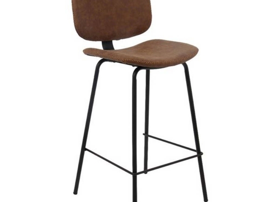 Σκαμπό Bar Barley ΕΜ774,2 43x49x70/102cm Black-Pu Vintage Brown Σετ 2τμχ Μέταλλο,Τεχνόδερμα