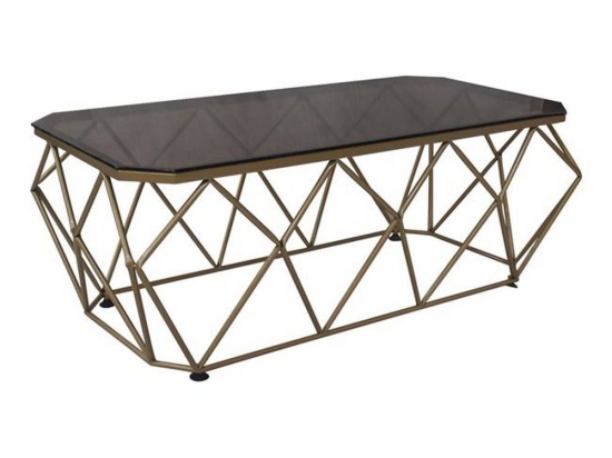 Τραπεζάκι Σαλονιού Acton ΕΜ523,2 123x63x44cm Gold Μέταλλο,Γυαλί