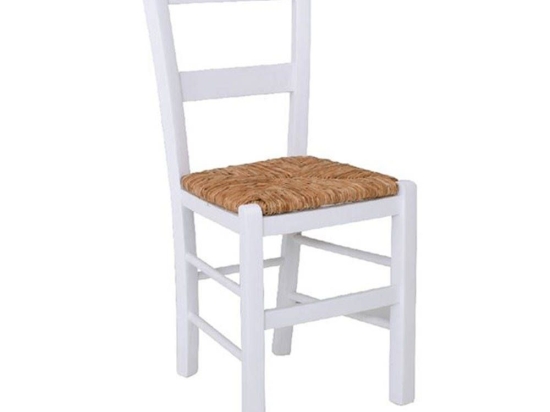 Καρέκλα Ψάθα Σύρος Ρ950,Ε8 41x45x88cm  Λάκα White Ξύλο,Ψάθα