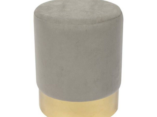 Σκαμπό Sol Ε7030,4 D.37x44cm Gold-Grey Velure Μέταλλο,Ύφασμα