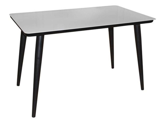 Τραπέζι Union ΕΜ832,1 120x70x75cm 120x70cm Βαφή Black-Glass White Μέταλλο,Γυαλί
