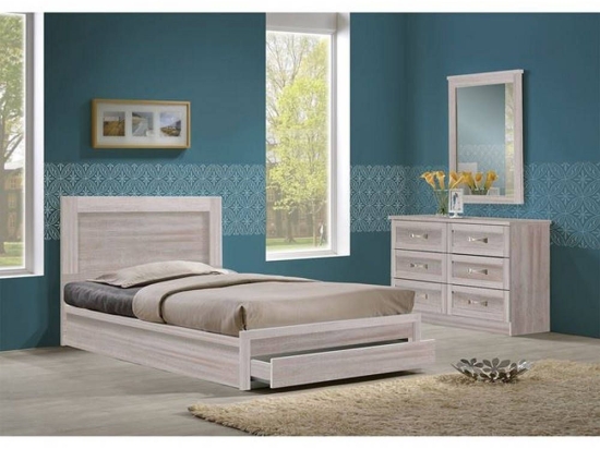Κρεβάτι-Συρτάρι Life White Wash ΕΜ3633,5 99x207x93 Μονό Μελαμίνη