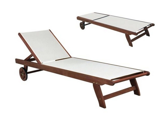 Ξαπλώστρα Cricket Acacia/Textilene White Ε20122,9 66x195x30cm
