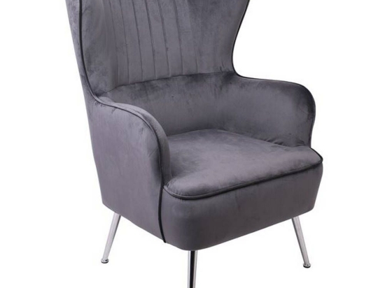 Πολυθρόνα Croma Grey Velure Ε7138,7 76x80x104cm Βελούδο, Μέταλλο