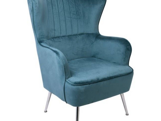 Πολυθρόνα Croma Blue Velure Ε7138,1 76x80x104cm Βελούδο, Μέταλλο