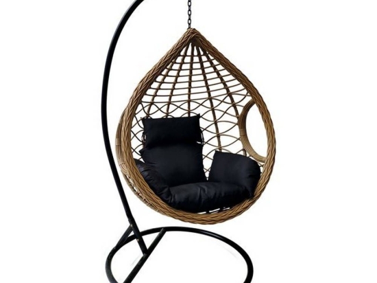 Πολυθρόνα Κρεμαστή Madrid Natural/Black Ε6739,1 D.105 H.197cm