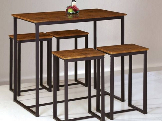 Σετ Μπαρ 5Τμχ Henry Dark Brown/Walnut ΕΜ9795 4 Θέσεων