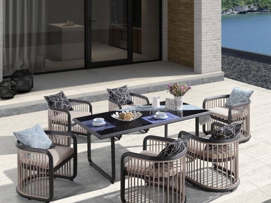 Σετ Τραπεζαρίας City 7Τμχ Anthracite/Beige Ε6735 6 Θέσεων