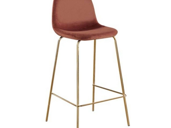Σκαμπό Μπαρ Celina Velure Antique Pink ΕΜ901,2GV 47x51x77/106cm Σετ 4τμχ Βελούδο, Μέταλλο