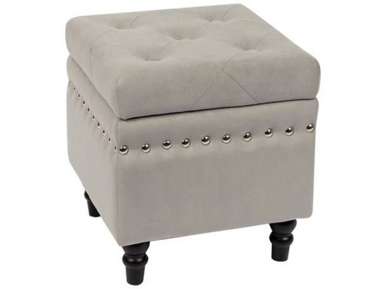 Σκαμπό Αποθ/κό Loko Black/Grey Velure Ε7036,2 37x37x40cm Βελούδο, Ξύλο