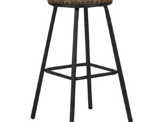 Σκαμπό Μπαρ Filby Vintage Brown ΕΜ778,2 40x40x74cm Σετ 2τμχ Μέταλλο,Τεχνόδερμα