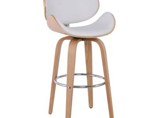 Σκαμπό Μπαρ Gomez White Ε510,2 54x53x76/107cm Ξύλο,Τεχνόδερμα