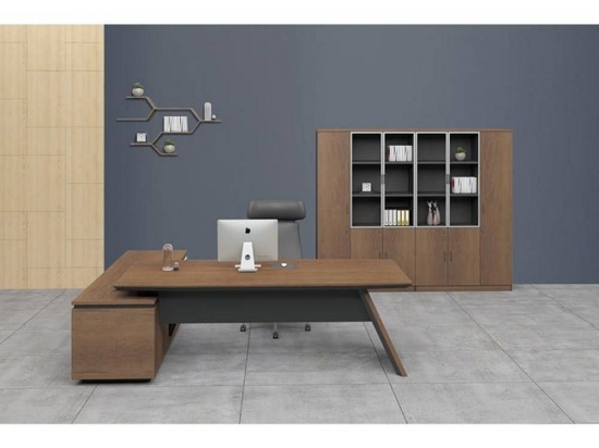 Γραφείο Proline Δεξιά Γωνία Dark Wallnut/Black ΕΟ966,R 200x90/200x50 (H.76)cm